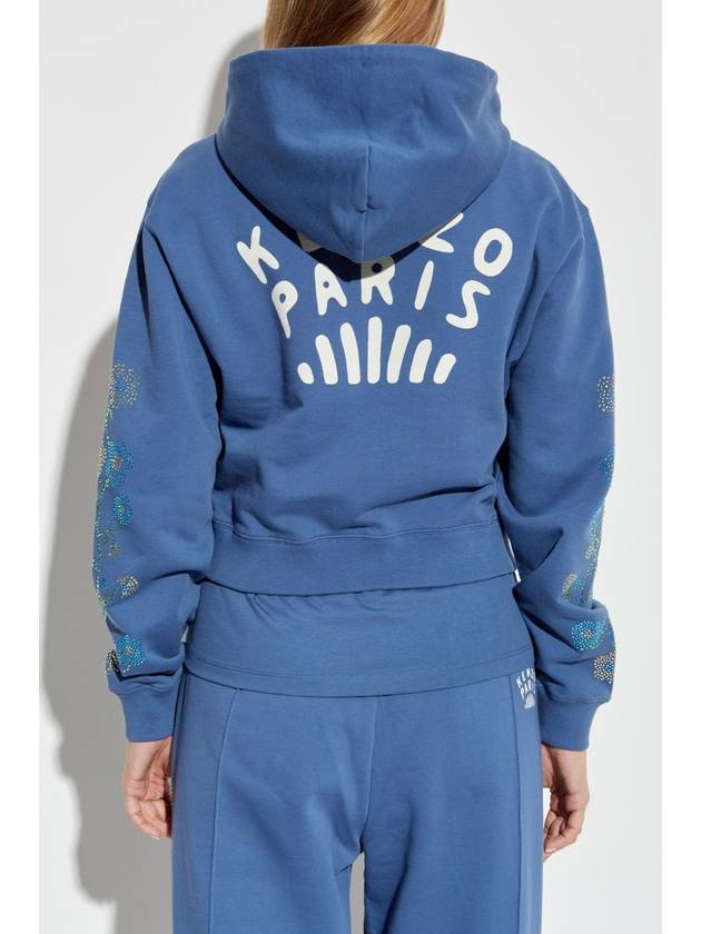 Kenzo Hoodie With Shimmering Appliqués, Women's, Blue - KENZO - BALAAN 4