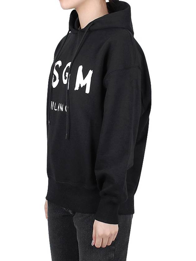 Milano Brushed Logo Print Hoodie Black - MSGM - BALAAN 4