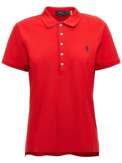 Women's Julie Embroidered Logo Short Sleeve Polo Shirt Red - POLO RALPH LAUREN - BALAAN 2