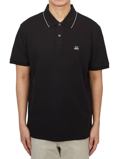 Logo Patch Polo Shirt Black - CP COMPANY - BALAAN 2