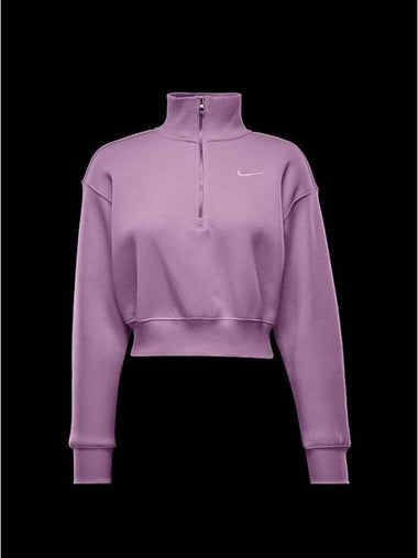 NSW Phoenix Fleece Half Zip Crop Sweatshirt Beyond Pink - NIKE - BALAAN 1