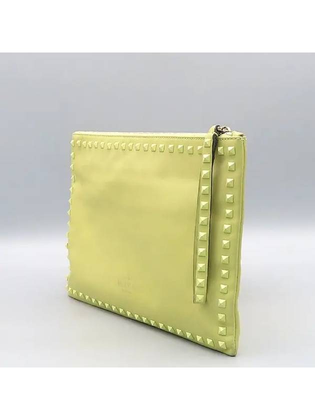 EWB00147 Yellow Garavani Large Rockstud Clutch Bag - VALENTINO - BALAAN 3