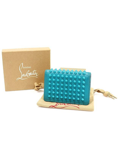 1145067 Emerald calfskin spike flap card wallet - CHRISTIAN LOUBOUTIN - BALAAN 2