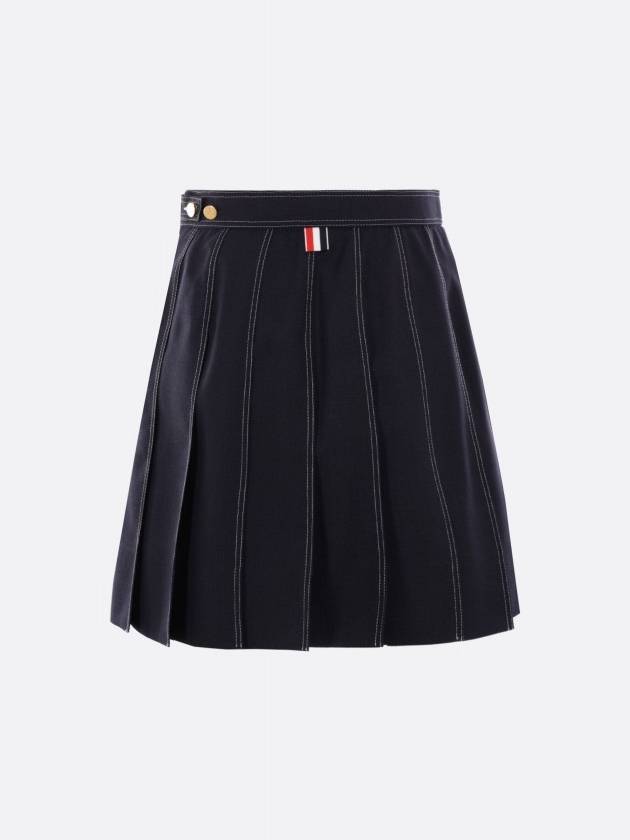 Short Pleated Skirt Navy - THOM BROWNE - BALAAN 4