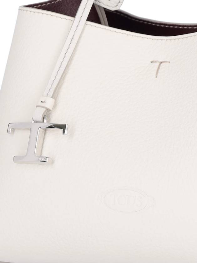 Logo Charm Leather Micro Tote Bag White - TOD'S - BALAAN 5