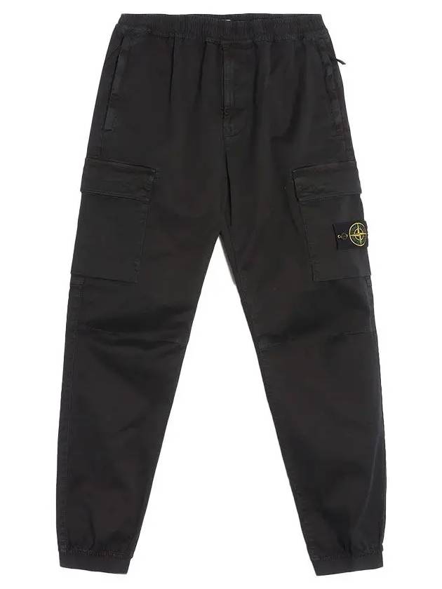 Stretch Cotton Cargo Straight Pants Black - STONE ISLAND - BALAAN 2