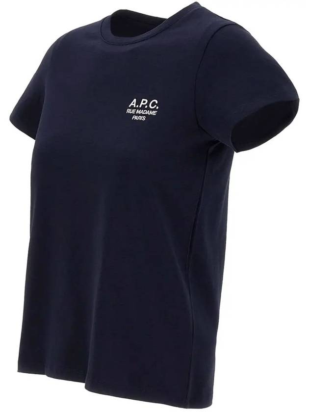 Denise Embroidered Short Sleeve T-shirt Navy - A.P.C. - BALAAN 4