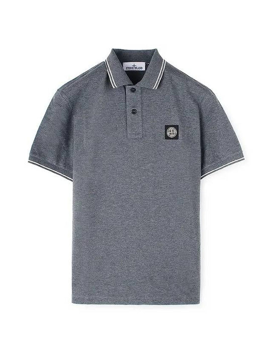 Men's Logo Patch Lining Short Sleeve Polo Shirt Charcoal - STONE ISLAND - BALAAN 1
