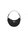 Arque Re-Nylon Brushed Leather Mini Shoulder Bag Black - PRADA - BALAAN 2