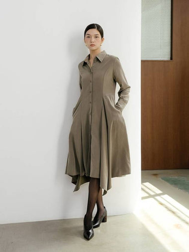 Shirt Long Dress Khaki - YOUNESS - BALAAN 1