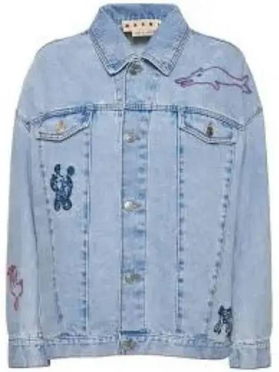 Overfit Embroidered Denim Jacket Illusion Blue - MARNI - BALAAN 2