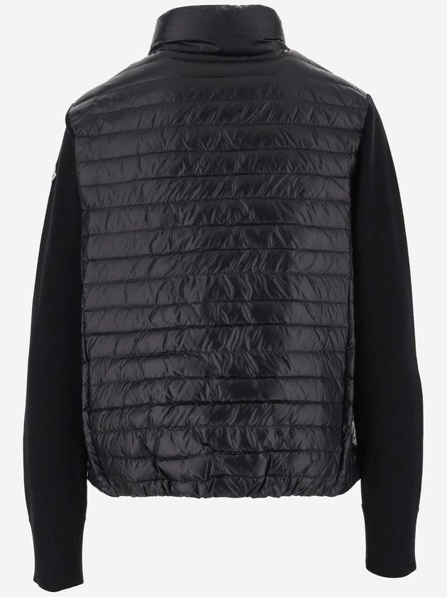 Padded Wool Cardigan Black - MONCLER - BALAAN 4