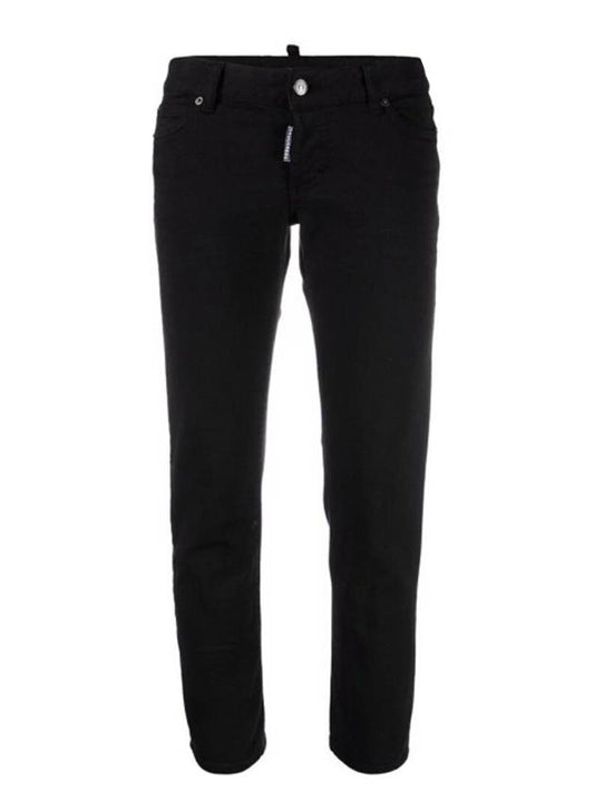 Women's Logo Patch Skinny Jeans Black - DSQUARED2 - BALAAN.