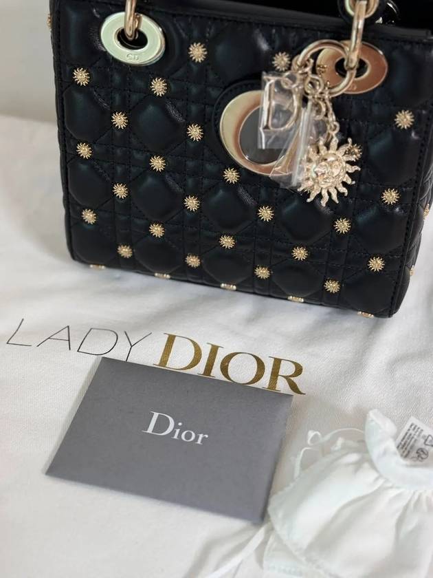 Lady Charms Medium  Lambskin Tote Bag Black - DIOR - BALAAN 3