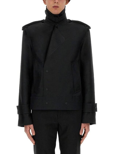 Silk Blend Trench Jacket Black - BURBERRY - BALAAN 2