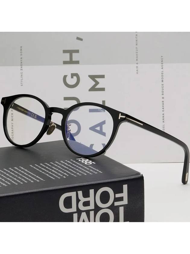 Blue light blocking glasses frame TF5996KB 001 round black horn rim Asian fit - TOM FORD - BALAAN 2