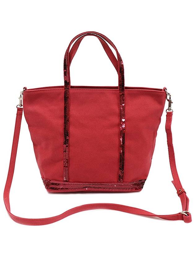 VIBA9E102 Red Cotton Sequin Small Cabas Bag Tote 2WAY - VANESSA BRUNO - BALAAN 1