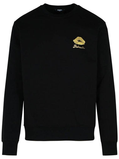 Balmain 'Kiss' Black Cotton Sweatshirt - BALMAIN - BALAAN 1