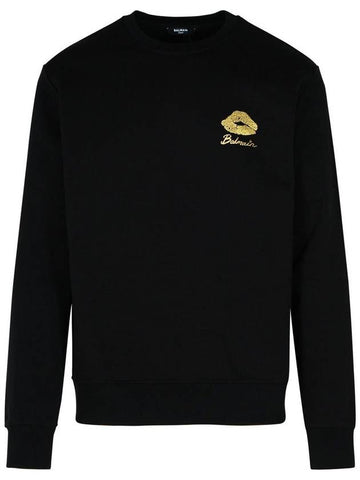 Balmain 'Kiss' Black Cotton Sweatshirt - BALMAIN - BALAAN 1