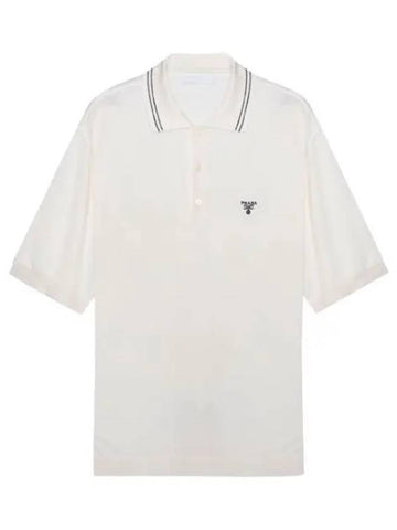 silk pique polo shirt men collar - PRADA - BALAAN 1