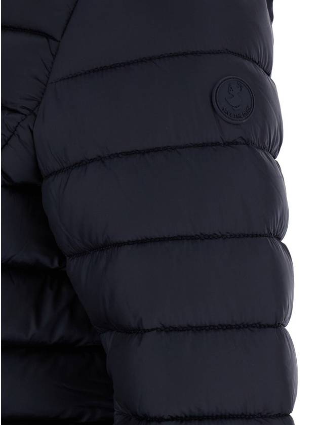 'Alexis' Blue Hooded Down Jacket With Tonal Logo Print In Shiny Nylon Woman - SAVE THE DUCK - BALAAN 3