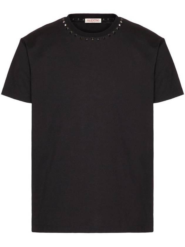 Men's Untitled Studded Crew Neck Cotton Short Sleeve T-Shirt Black - VALENTINO - BALAAN 1