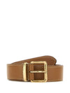 Metal Buckle Logo Leather Belt Brown - MIU MIU - BALAAN 1