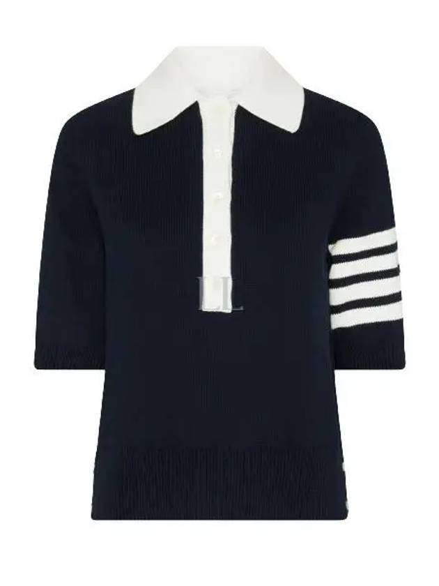 Cotton 4-Bar Hector Polo T- Shirt Navy - THOM BROWNE - BALAAN 2