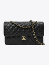 Medium Classic Shoulder Bag Grained Calfskin Gold Black - CHANEL - BALAAN 2