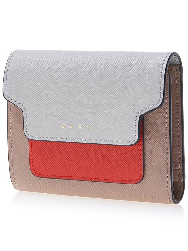 Saffiano Tri-Fold Half Wallet Grey - MARNI - BALAAN 3