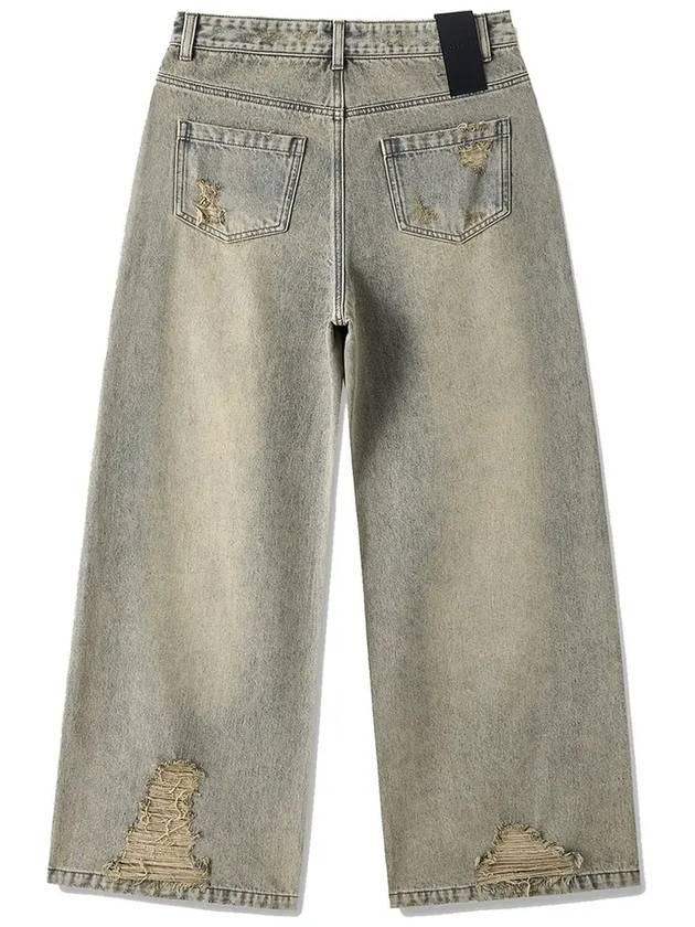 Dirty Washing Denim Wide Pants Dusty Grey - NOIRER FOR WOMEN - BALAAN 4