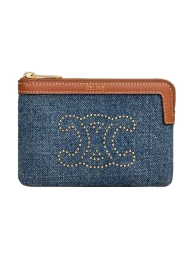 Triomphe Denim Pouch Bag Blue - CELINE - BALAAN 1