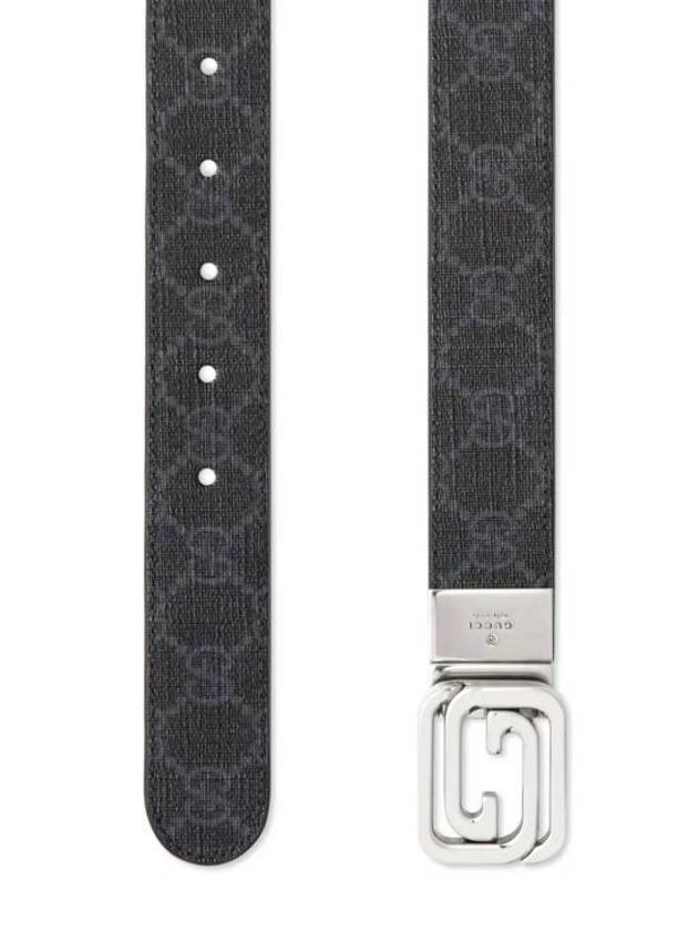 Squared Interlocking G Reversible Leather Belt Black - GUCCI - BALAAN 3