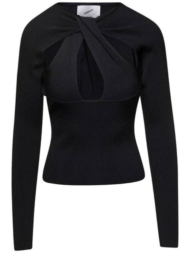 Black Long-Sleeve Top With Twisted Cut-Out Detail In Viscose Woman - COPERNI - BALAAN 1