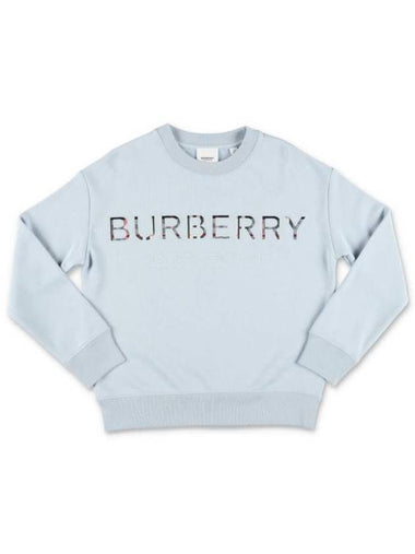 Kids Checkerboard Logo Print Sweatshirt Ice Blue - BURBERRY - BALAAN 1