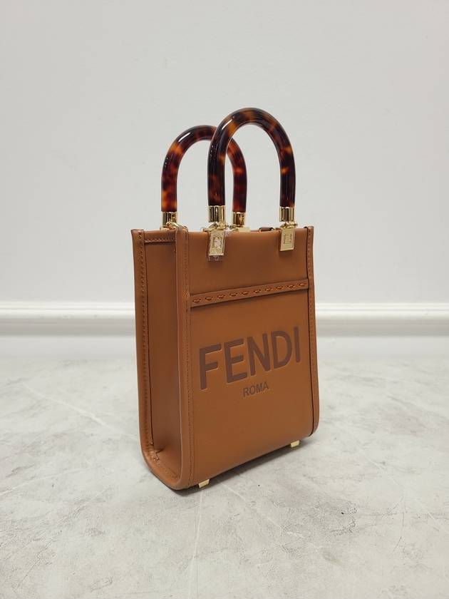 Brown Sunshine Roman Lettering Logo Mini Shopper Bag - FENDI - BALAAN 2