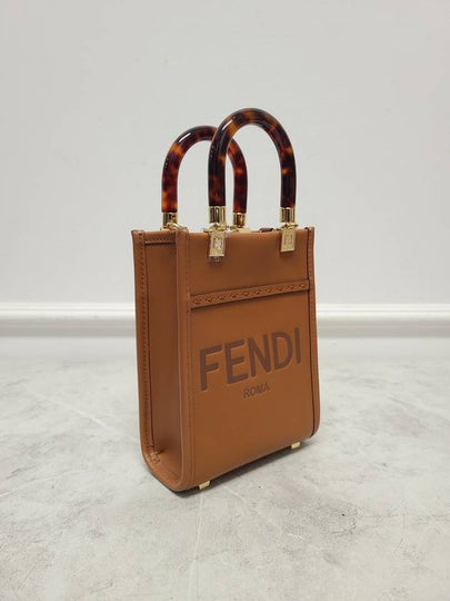 Brown Sunshine Roman Lettering Logo Mini Shopper Bag - FENDI - BALAAN 2