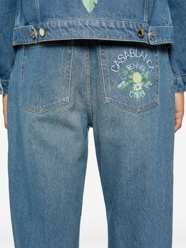 CASABLANCA PRINTED AND EMBROIDERED DENIM JEANS - CASABLANCA - BALAAN 5