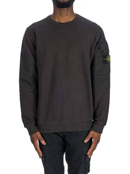 Brushed Organic Cotton Fleece Sweatshirt Grey - STONE ISLAND - BALAAN 2