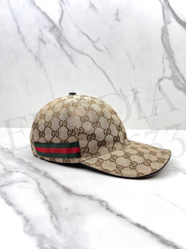 Original GG Web Supreme Canvas Baseball Ball Cap Beige Ebony - GUCCI - BALAAN 9