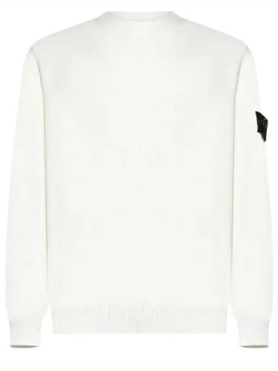 Compass Motif Crew Neck Regular Fit Cotton Knit Top White - STONE ISLAND - BALAAN 2