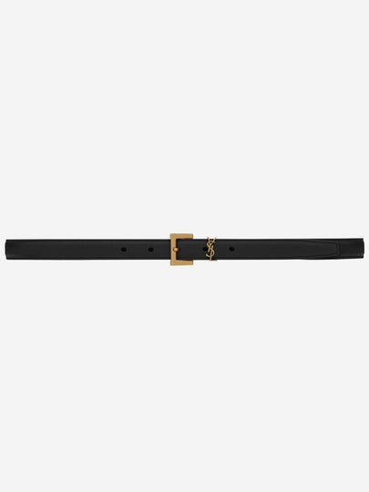 Monogram Square Leather Belt Black - SAINT LAURENT - BALAAN 2