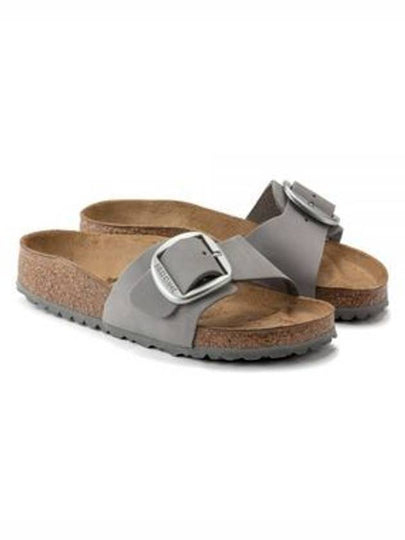 Madrid Big Buckle Nubuk Leather Slippers Grey - BIRKENSTOCK - BALAAN 2