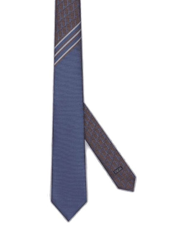 Oblique Stripe Silk Tie Blue Brown - DIOR - BALAAN 1