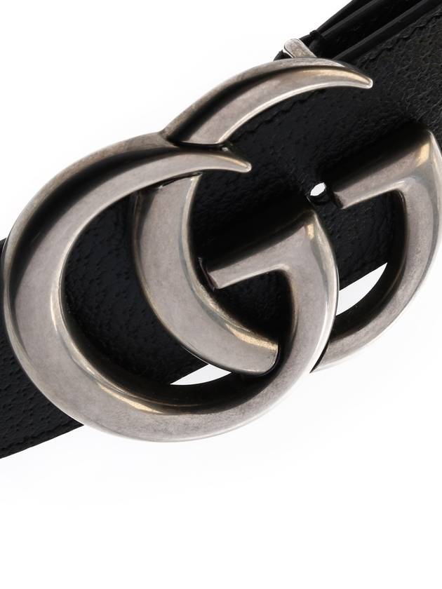 GG Marmont Double Buckle Belt Black Silver - GUCCI - BALAAN 6