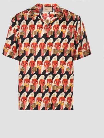 Porter Print Silk Short Sleeve Shirt - GUCCI - BALAAN 2