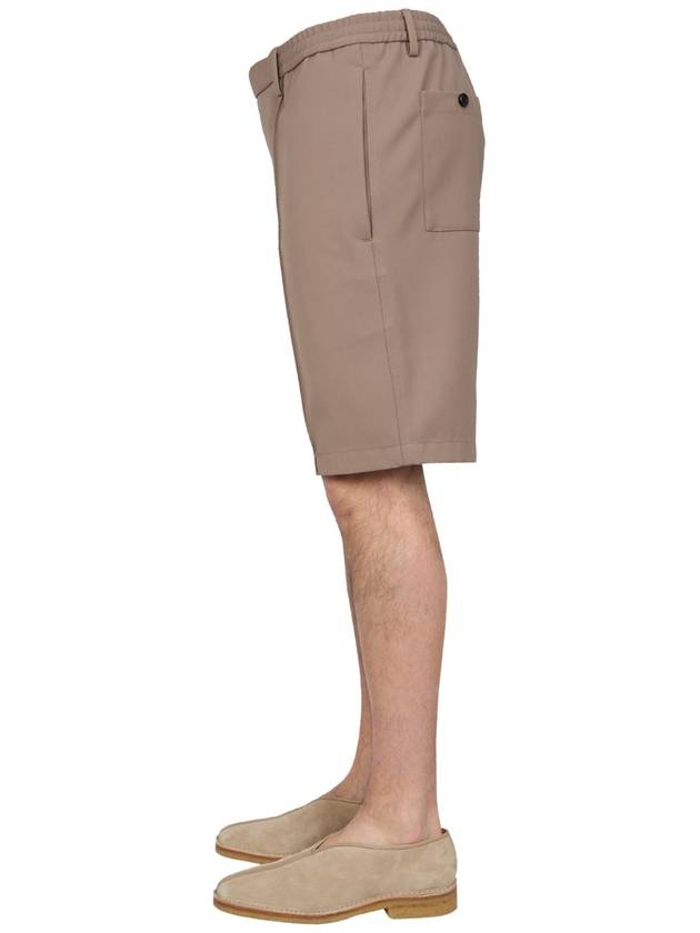 wool blend Bermuda shorts beige - AMI - BALAAN 4