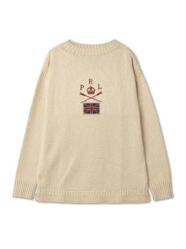 Flag Cotton Linen Mockneck Sweater Ivory - POLO RALPH LAUREN - BALAAN 1