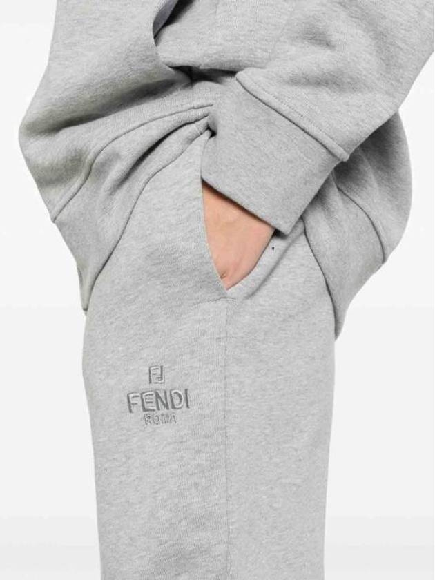 Embroidered Logo Track Pants Grey - FENDI - BALAAN 4