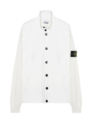 Badge Button Knit Cardigan White - STONE ISLAND - BALAAN 1